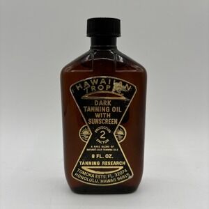 Vintage 8oz Hawaiian Tropic Dark Tanning Oil‎ SPF 2 W/ Original Hut